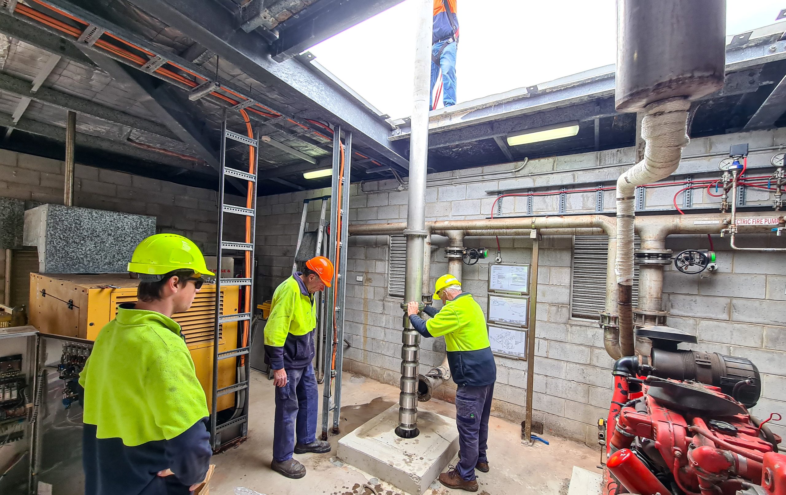 New Fire Pumps being Craned into place