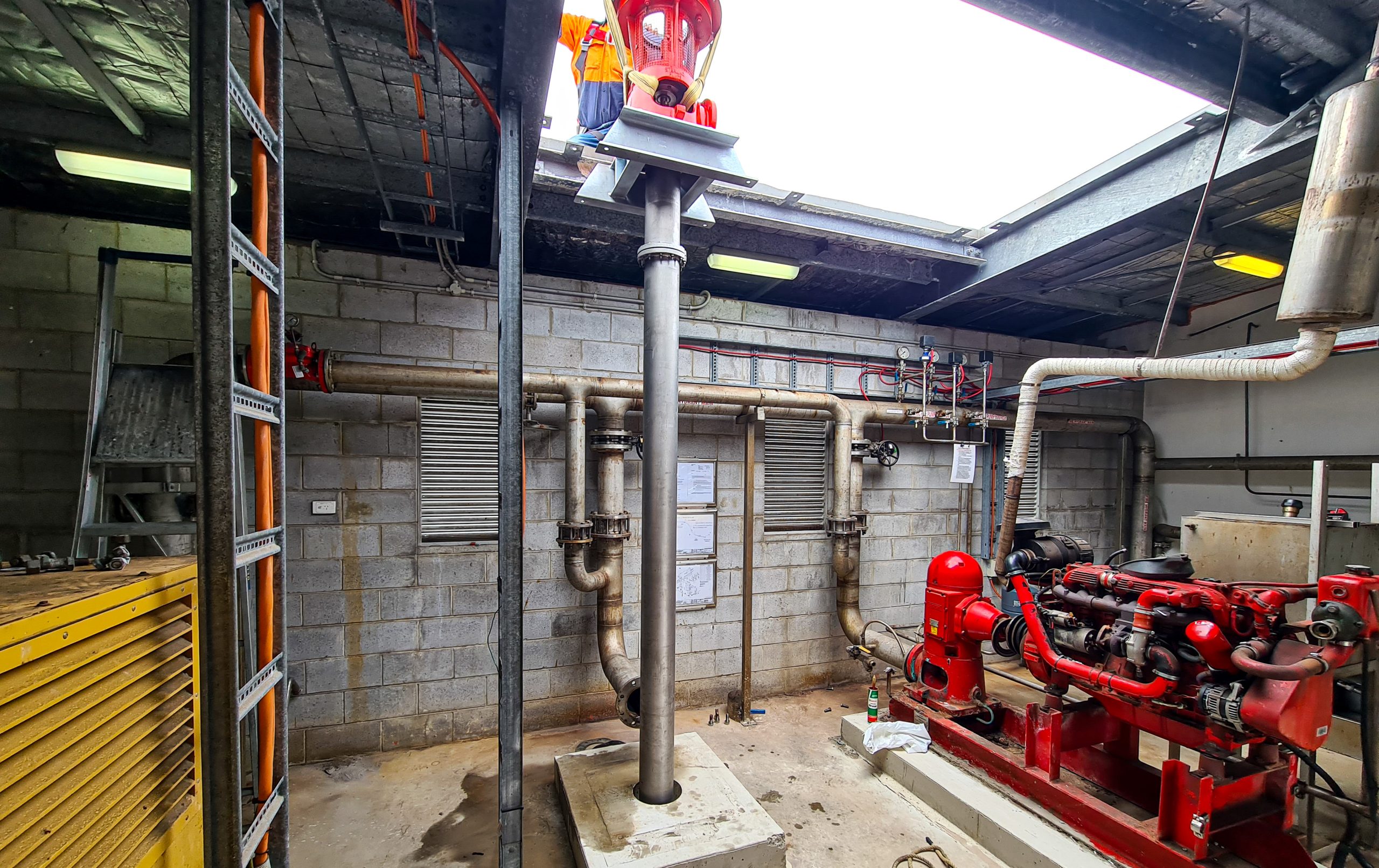 New Fire Pumps being Craned into place