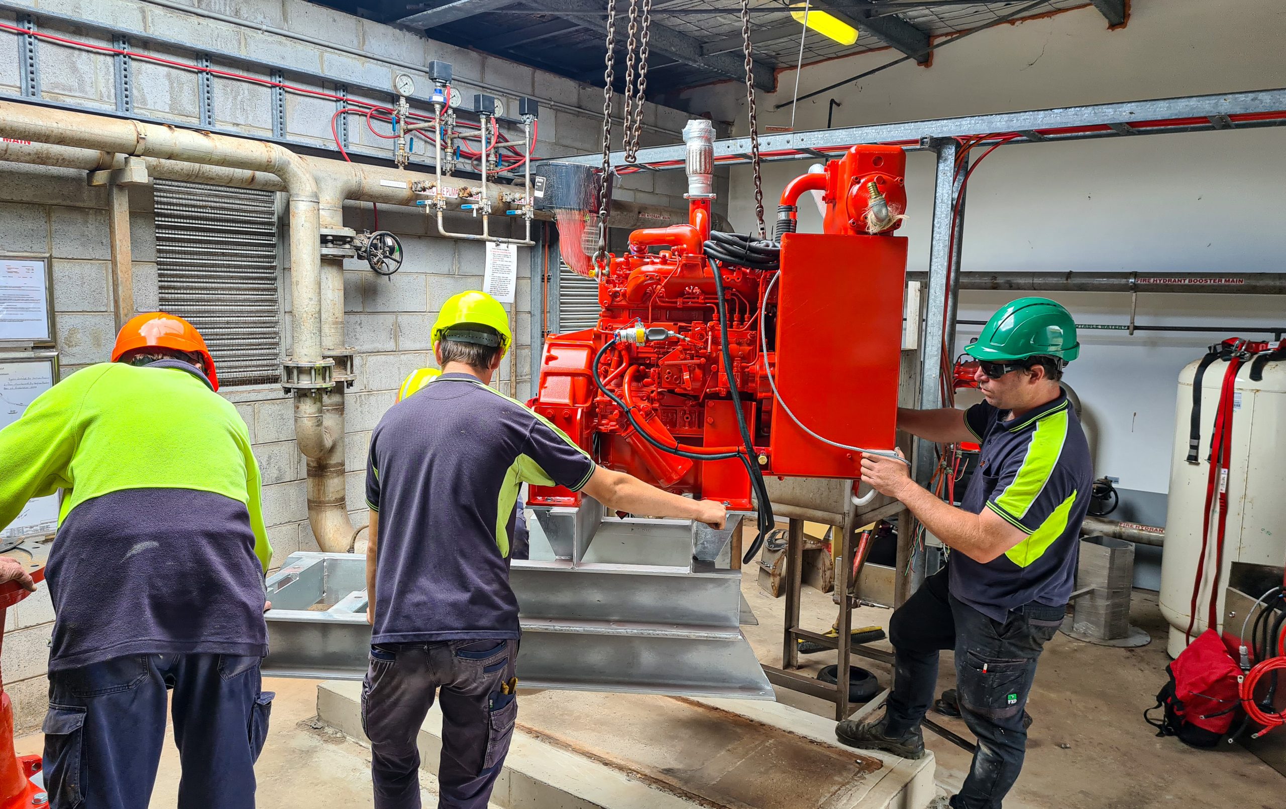 New Fire Pumps being craned into place
