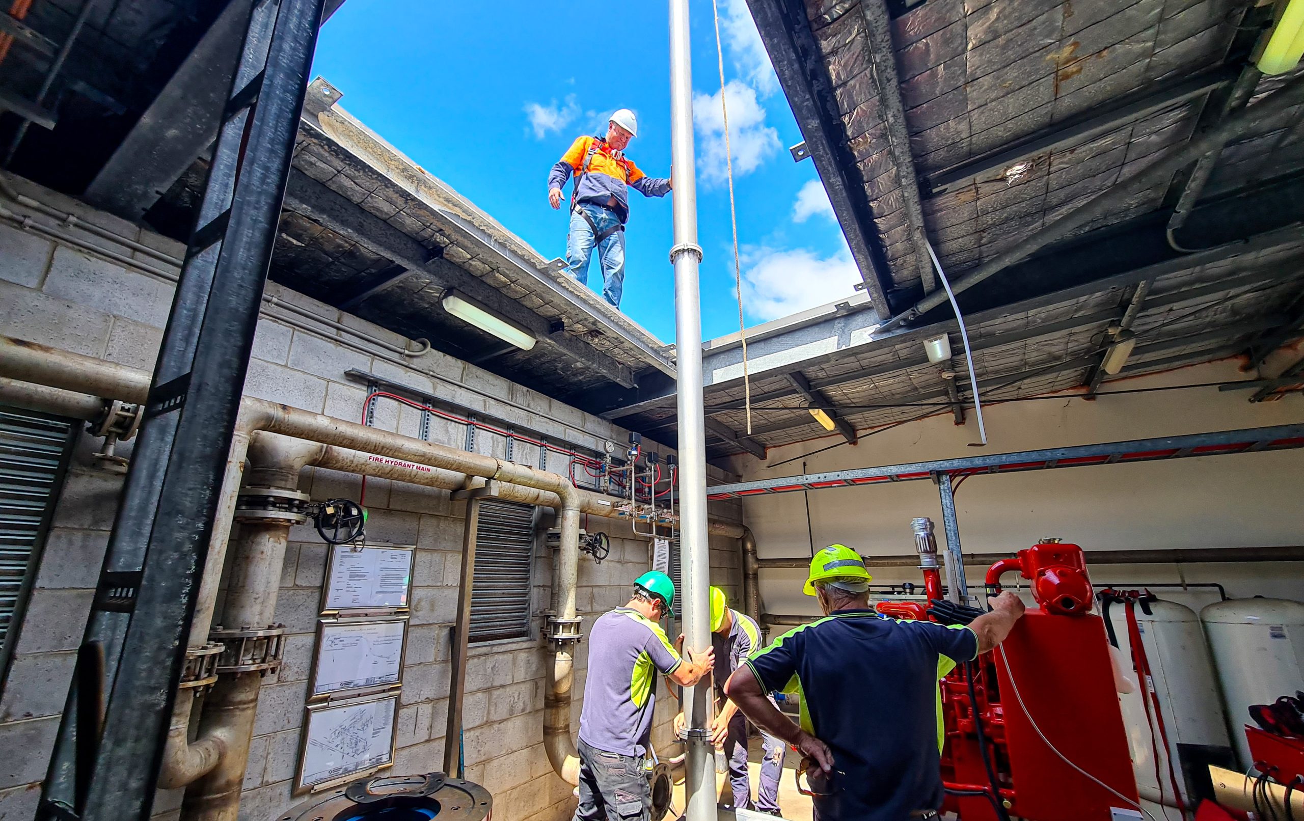 New Fire Pumps being craned into place